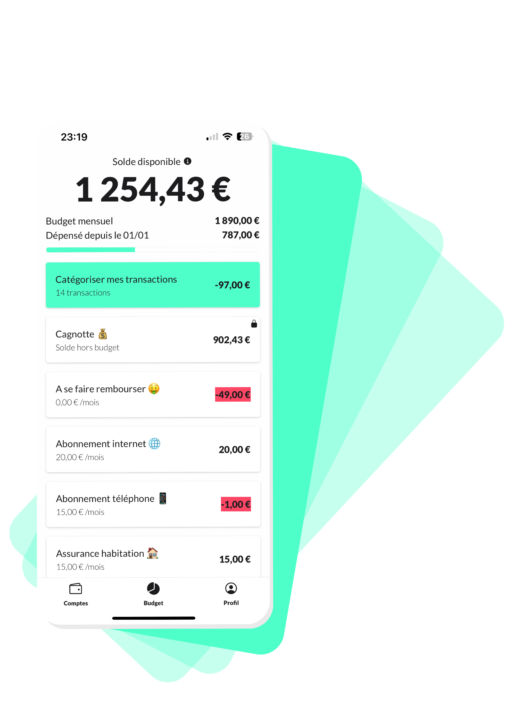 Capture de l'écran de création du budget